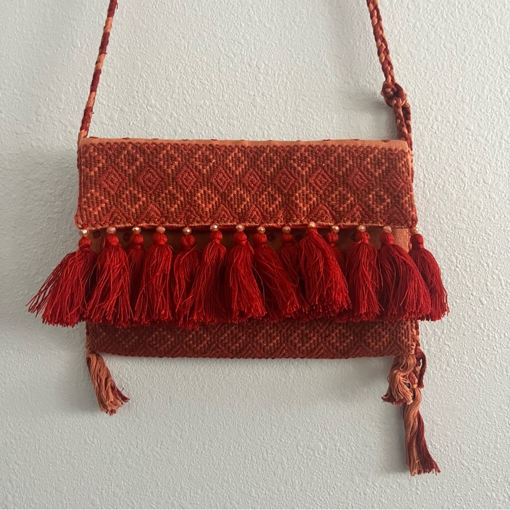 Embroidered Tassle Boho Crossbody Purse